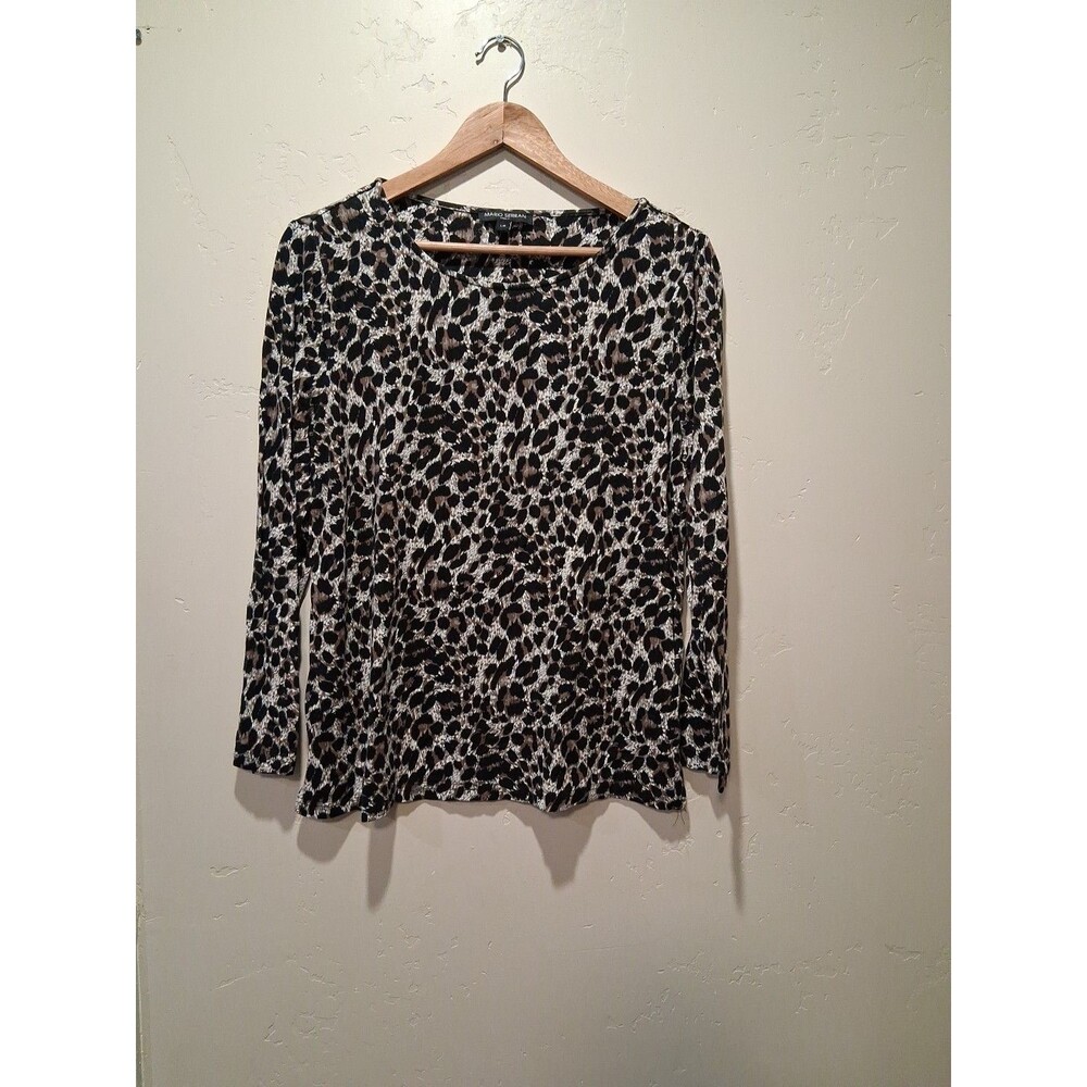 Mario Serrani Italy Wmns Sz L Leopard Print Long Sleeve Top Animal Mature Career